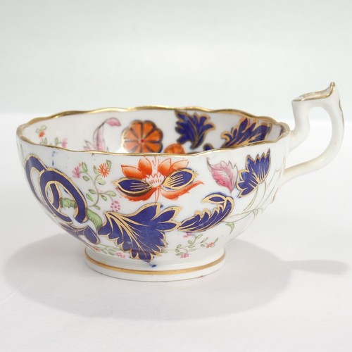 Antike englische Porzellan Pseudo-Tabak Blatt Muster Teetasse & Untertasse - Bild 11 von 19