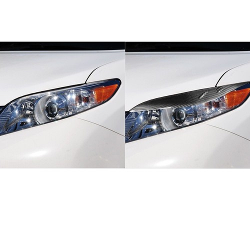 Carbon Fiber Car Headlight Eyebrow Eyelids Cover Trim For Sienna LE SE 2011-2020 - Picture 5 of 7