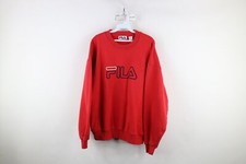 Vintage 90s FILA Mens Large Faded Spell Out Big Logo Crewneck Sweatshirt Red