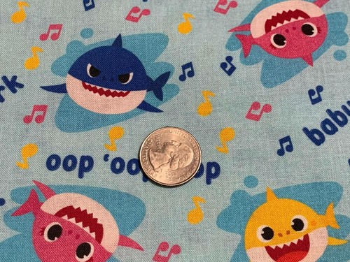 Fabric Shark Baby Music Toss on Aqua NICKELODEON Cotton 1/4 Yard 0715 - Picture 5 of 7