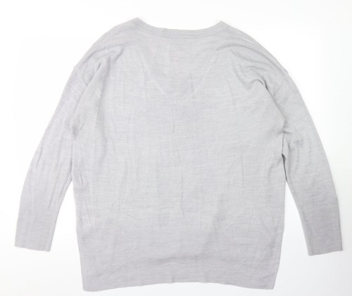 Dorothy Perkins Womens Grey V-Neck Acrylic Blend Jumper Size 14 - Picture 2 of 12