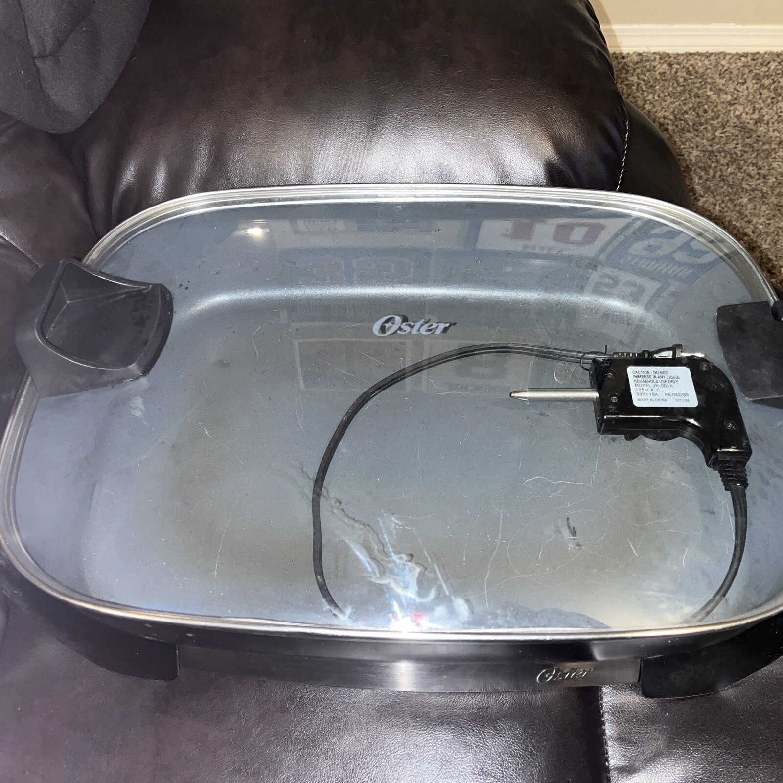 Oster DiamondForce 16" Electric Skillet With Lift & Serve Hinged Lid