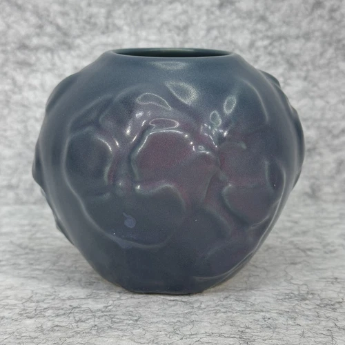 Van Briggle Pottery Poppies Pods Vase 70s-80s Mulberry Blue Purple Gloss Vintage