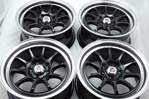 4-New-DDR-Roar-15x7-4x100-114-3-30mm-Black-Polished-Lip-Wheels-Rims