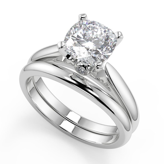 0.65 Ct Cushion Cut Classic Cathedral Diamond Engagement Ring VS1 D Treated 0.65 Ct Cushion Cut Classic Cathedral Diamond Engagement Ring VS1 D Treated