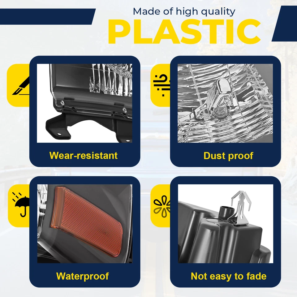 For Ford Expedition 2007-2014 Black Headlights Amber Corner W/bulbs Pair DOT - Image 3 of 4