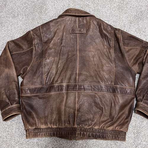 Cabela’s Men’s Brown Thick Heavy 100% Leather Dress Motorcycle Bomber Jacket XL - Picture 4 of 16