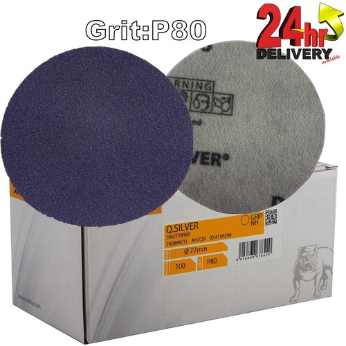Mirka Q.Silver 77mm (3") P80 Grit 100x Plain HookNLoop Sanding Discs - Picture 1 of 1