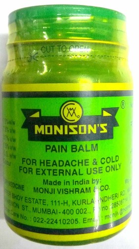 Monisons Schmerzbalsam Ayurvedische Salbe Kopfschmerzen Erkältung Körper Gelenkschmerzen | 45g | UK - Bild 2 von 2