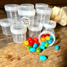 15 Clear Plastic Screw Jars  Clear Caps Containers 1 ounce 4305 USA Reusable