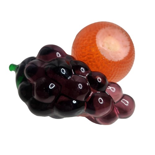 Vidrio artístico vintage Estate Mid Century frutas naranja y uvas - Imagen 3 de 7