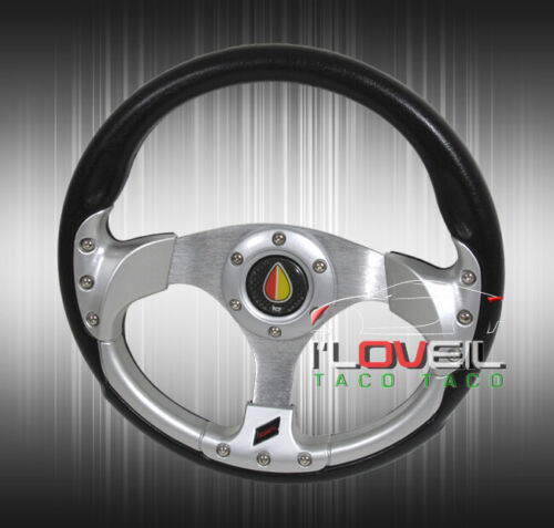 320mm Prelude Accord Aluminum/Silver Steering Wheel - Quick Release + Hub +Horn - Picture 2 of 3