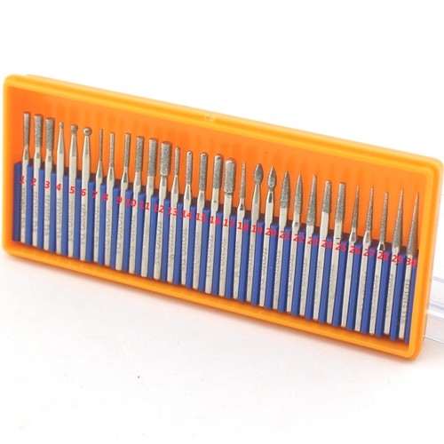 Juego de 30 brocas de molienda de diamantes Bur para tallar rebabas herramientas de joyería para piedra - Imagen 14 de 15