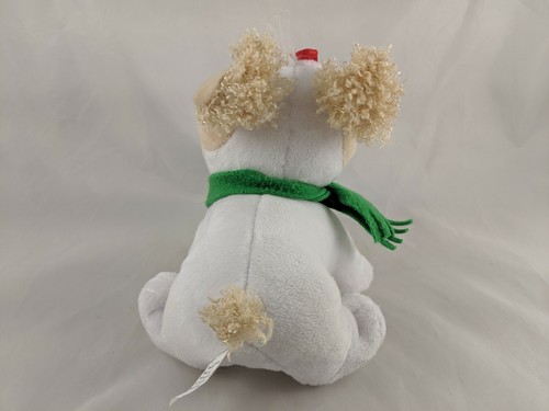 Hallmark weiß hellbraun Hund Plüsch 6 Zoll Welpe grün Schal Stofftier Spielzeug - Bild 3 von 7