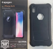 Spigen Rugged Armor EXTRA Case w/ Air Cushion Tech for Apple iPhone Xs/X -BLACK