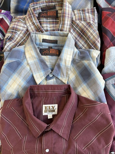 Lot Of 15 PEARL SNAP WESTERN SHIRTS-Wrangler Ely Cattleman Canyon Guide Size L - Picture 3 of 7