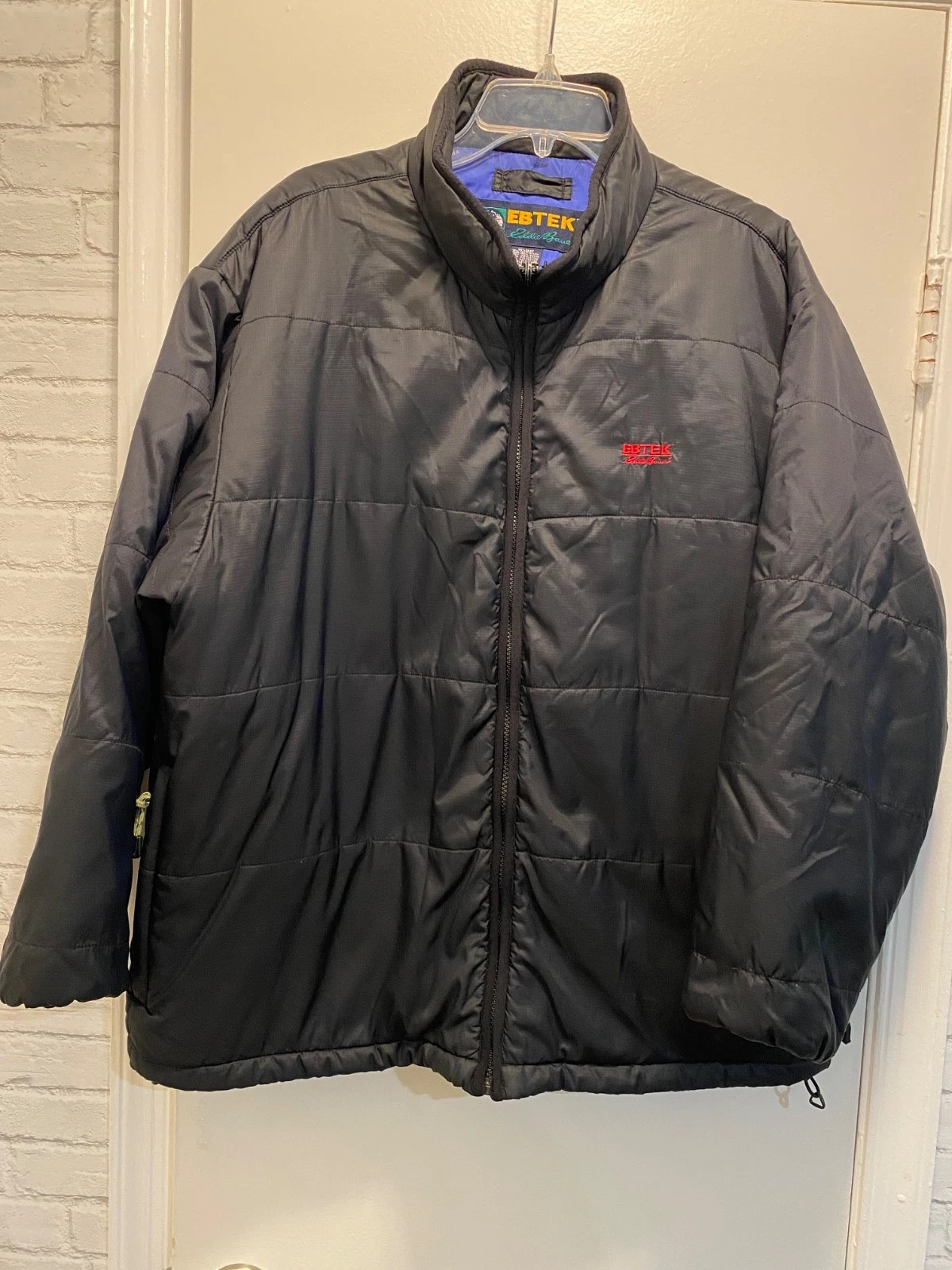 Eddie Bauer Vintage EBTEK Jacket Mens large Black Thinsulate Nylon 90s tall