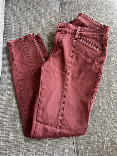 White House Black Market Damen Magenta Weinrot Skimmer Reißverschluss Knöchel Jeans Größe 2