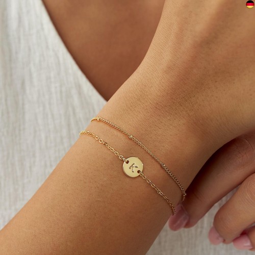 TINGN Armband mit Buchstaben Damen, Gold Buchstaben Armband Buchstabe mit - Bild 3 von 6