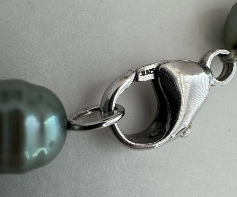 Honora 925 Sterling Silver Pearl 18” Necklace AND Dangle Earrings Set Blue Green - Image 3 of 4