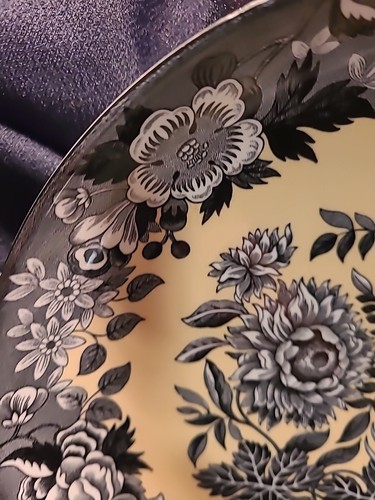 SPODE Archive Collection JASMINE 8 1/2" Pasta Bowl Floral Yellow Gray Black - Picture 6 of 11