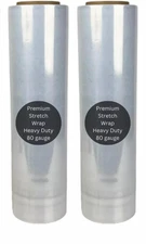 2 Rolls 18" Stretch Film/Wrap 1000 ft 80 Gauge Industrial Packing Moving Plastic