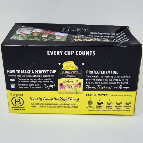 Bigelow Lemon & Echinacea Black Tea plus Vitamin C (90 Tea Bags) - Picture 4 of 12