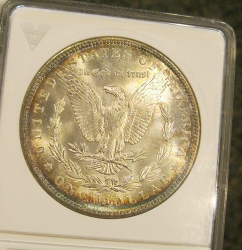 1900 O Morgan Silver Dollar Old Fatty ANACS holder MS 64, toning, 5036 - Picture 2 of 4