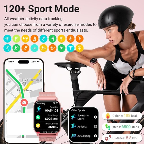 Smart Watch for Women – 1.83" HD Fitness Tracker w/ Call, 120+ Sports, Heart - Picture 6 of 7