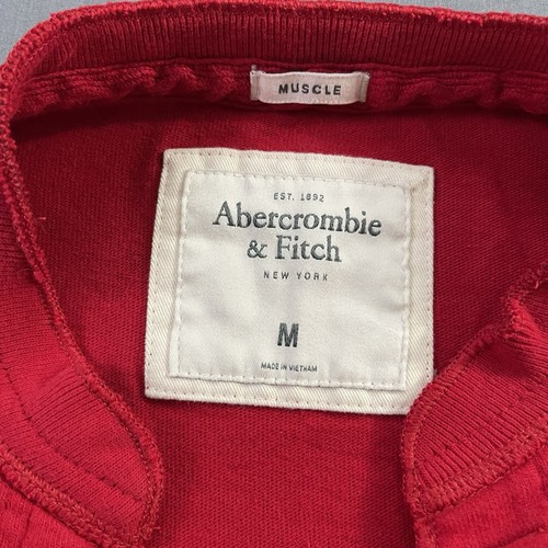 Camisa Abercrombie & Fitch Roja Henley Muscle Manga Larga Y2K Logo Manga Para Hombres M - Imagen 3 de 12