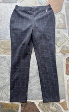 Tommy Hilfiger Women's Black Gray Plaid Pull On Skinny Pants In Size 12