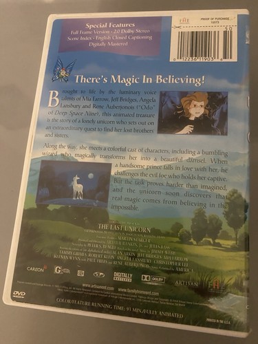 the last unicorn dvd - Picture 2 of 2