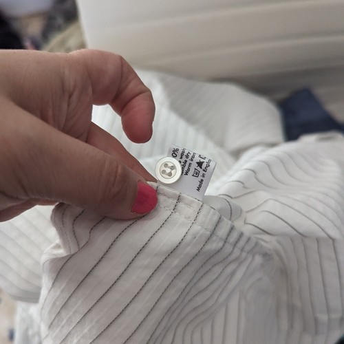 Women's Eskander Striped Button Front Shirt Panel Edge Size 1 SPOT - Picture 9 of 10