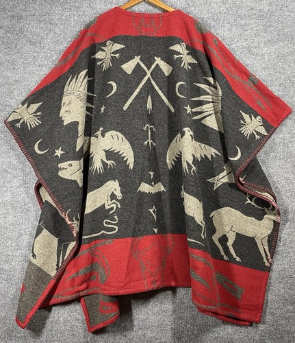 VINTAGE 90s Double RL Ralph Lauren Wool Blanket Cape Poncho Southwestern Navajo - Picture 11 of 19