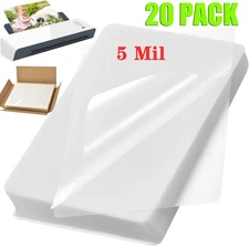 20x 5 Mil Thermal Laminator Laminating Pouches Letter Size Clear 9"x11.5" Sheets