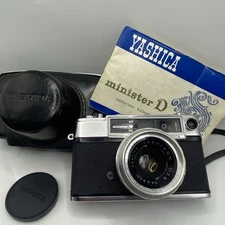 YASHICA Minister-D 35 mm Rangefinder Film Camera With Case Manual PARTS UNTESTED