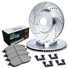 For Subaru WRX 15-21 Drilled & Slotted Front Brake Kit w Euro Ceramic Pads