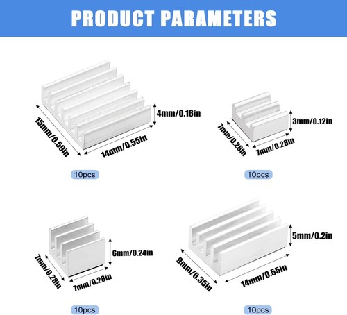 40 Stück Kühlkörper für Raspberry Pi 4 Model B, Aluminium Kühlkörper Kühler Kit, mit - Bild 2 von 8