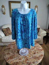 Chico's Women's Size 3 Blue Tunic Shirt No-Iron, Multiple Colors