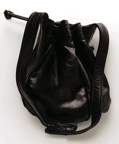 Echtleder Handtasche Vintage Damen schwarz Kordelzug Handtasche EUC Bucket Tote - Bild 3 von 15