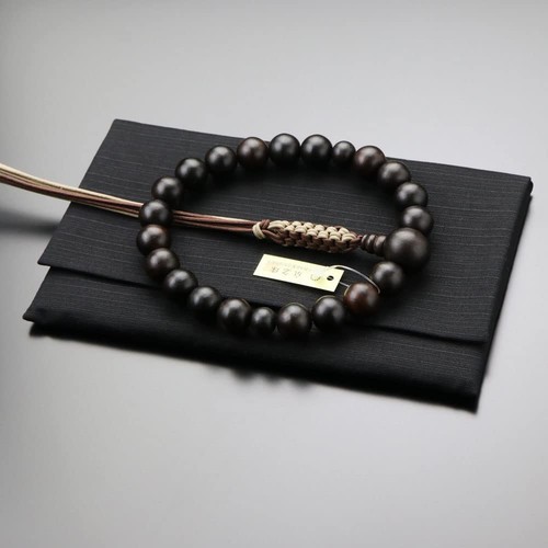 Juzu Kyoto rosary beads Men 20 jade, striped ebony (matted), cord tassel - Picture 6 of 7