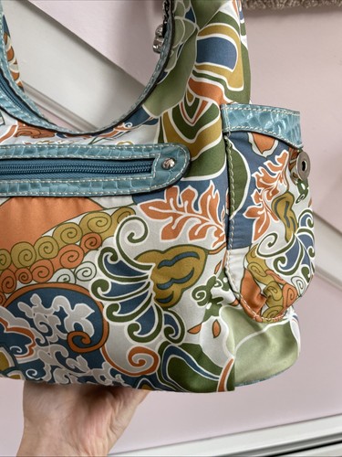 Kathy Zeeland Shoulder Bag Blue Green Multicolored Rhinestone Hobo Floral Spring - Picture 13 of 24