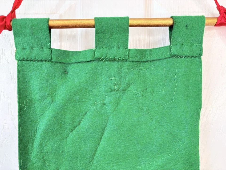 "Campanas de Navidad Bucilla hechas a mano años 60 70 lentejuelas fieltro pared colgante pancarta 25""" Foto 4 de 4