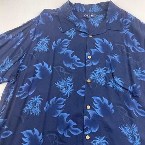 Cherokee Casual Shirt Hawaiian Print Button-Up Blue Tropical Mens 2XL - Picture 2 of 5