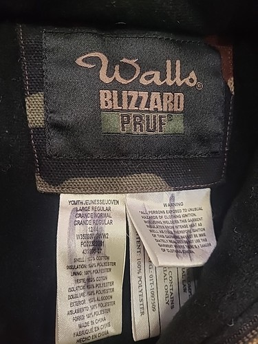 WALLS-Blizzard Pruf-Camo Hooded Hunting Jacket Youth Large(12-14) Insulated - Picture 4 of 10