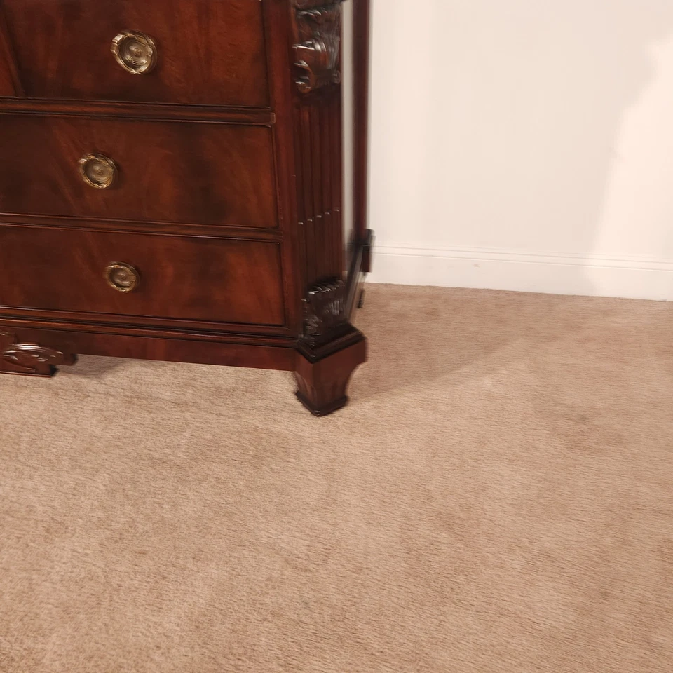 Cómoda Lowboy vintage años 90 Drexel 9 olmos llama caoba 7 cajones pecho largo Foto 4 de 4