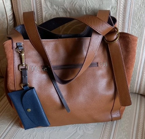 White Stuff Mid Tan Leather/Suede Hannah Tote Bag, New (with defects)
