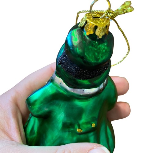 Blown glass St Patricks leprechaun Christmas tree ornament green 5.5" - Picture 6 of 7