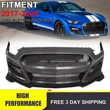Front Bumper Cover Grille Lip Conversion GT500 Style Fit 2018-2023 Ford Mustang