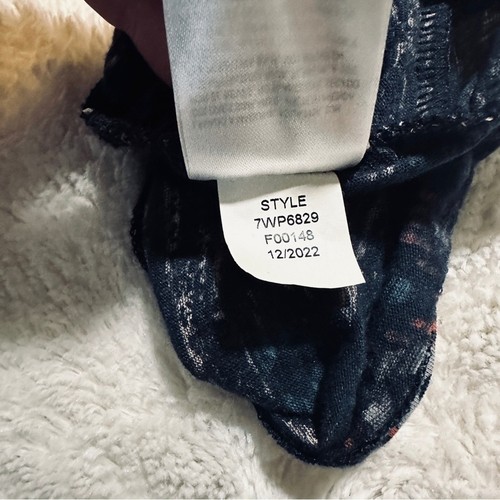 Lucky Brand Gr. M marine hellbraun Azteken Boho Print Kurzarm Top Stretch Freizeit - Bild 6 von 10